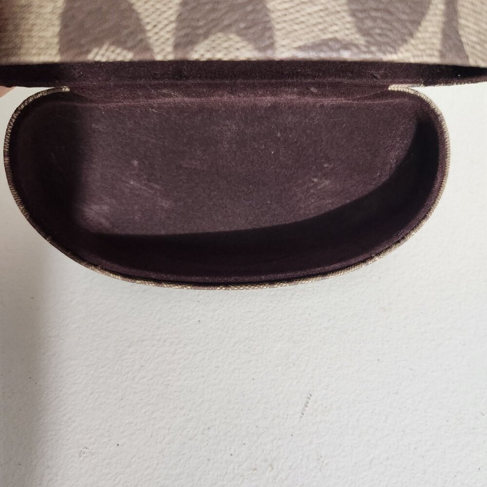 Coach Signature Pattern Hard Eyeglass Sunglasses Case Beige & Brown - Picture 8 of 11